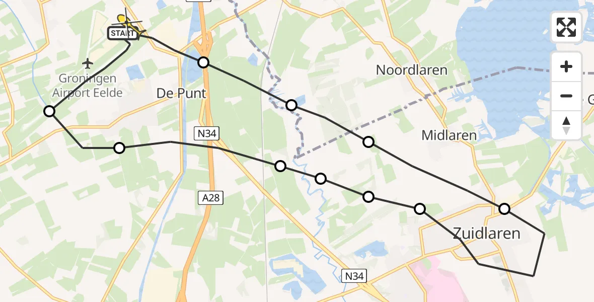 Routekaart van de vlucht: Lifeliner 4 naar Eelde