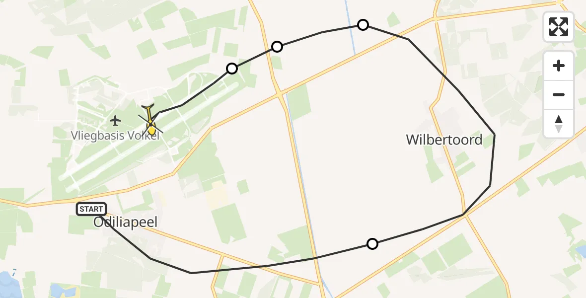 Routekaart van de vlucht: Lifeliner 3 naar Volkel