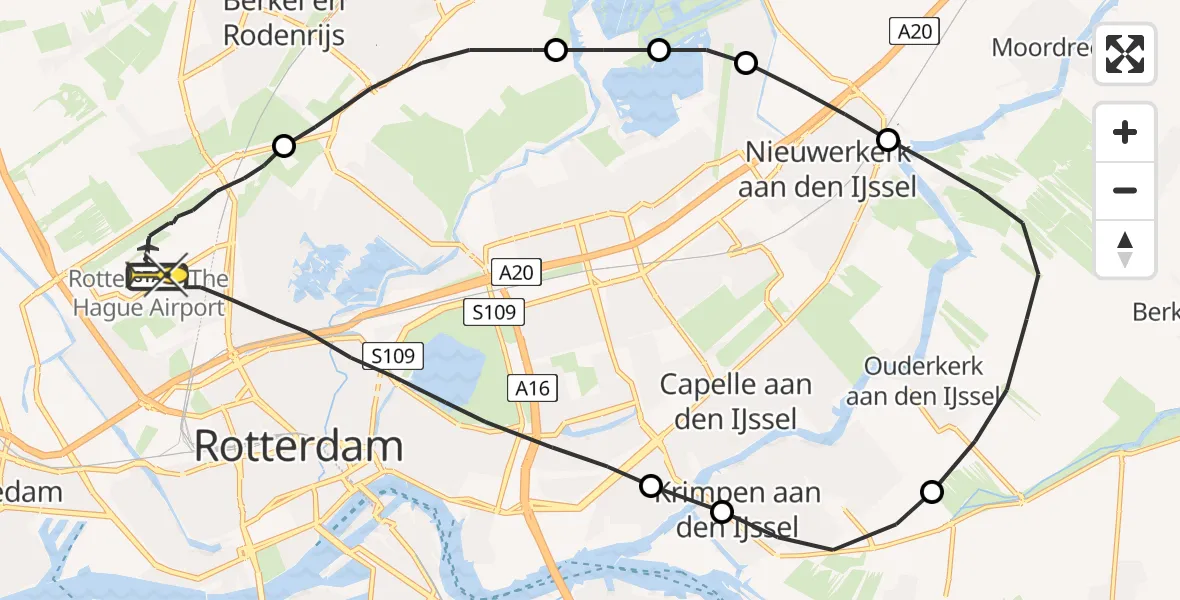 Routekaart van de vlucht: Lifeliner 2 naar Rotterdam