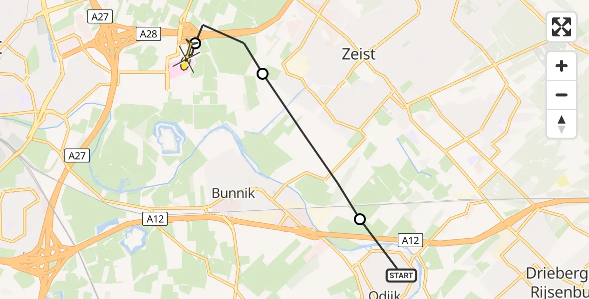 Routekaart van de vlucht: Lifeliner 1 naar Utrecht