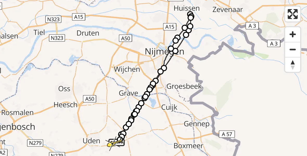 Routekaart van de vlucht: Lifeliner 3 naar Volkel