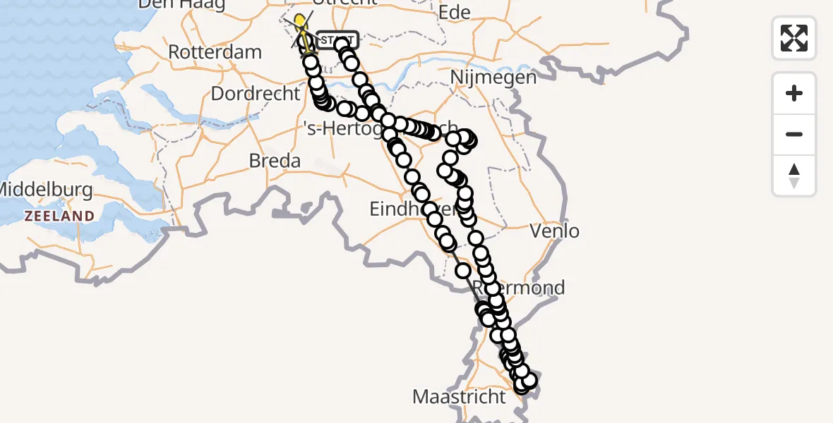 Routekaart van de vlucht: Politiehelikopter naar Lopik
