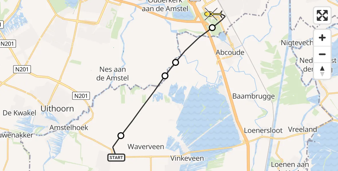 Routekaart van de vlucht: Lifeliner 1 naar Amsterdam