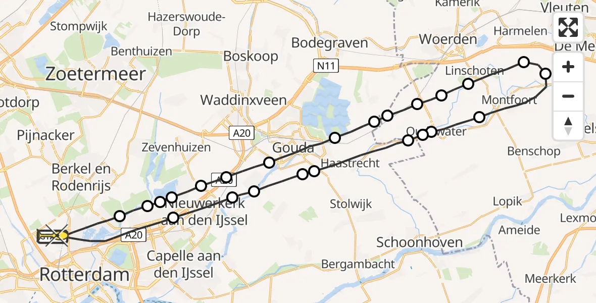 Routekaart van de vlucht: Lifeliner 2 naar Rotterdam