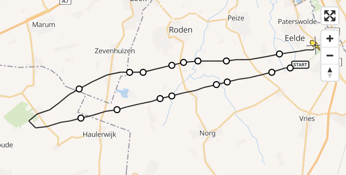 Routekaart van de vlucht: Lifeliner 4 naar Eelde