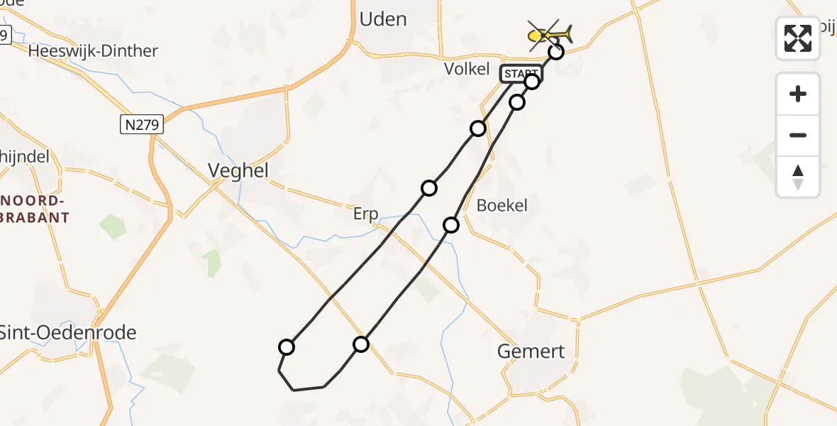 Routekaart van de vlucht: Lifeliner 3 naar Volkel