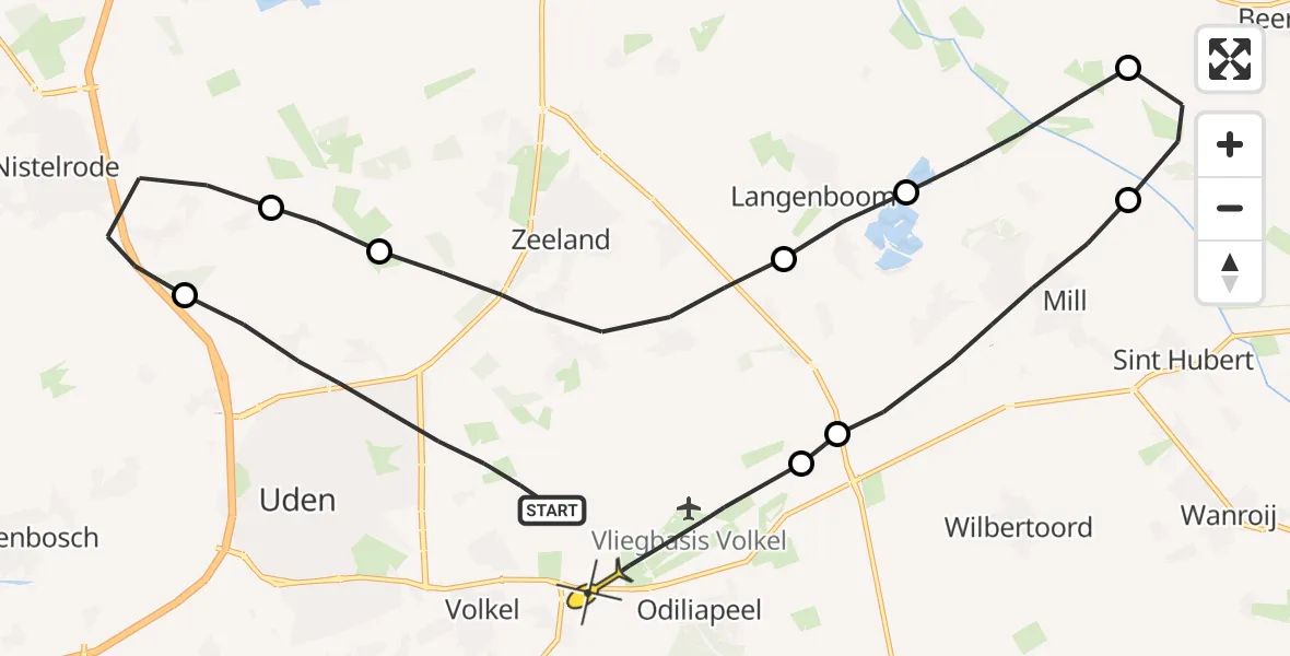 Routekaart van de vlucht: Lifeliner 3 naar Volkel