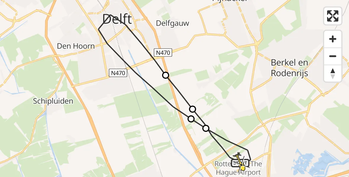 Routekaart van de vlucht: Lifeliner 2 naar Rotterdam