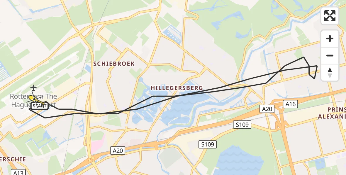 Routekaart van de vlucht: Lifeliner 2 naar Rotterdam