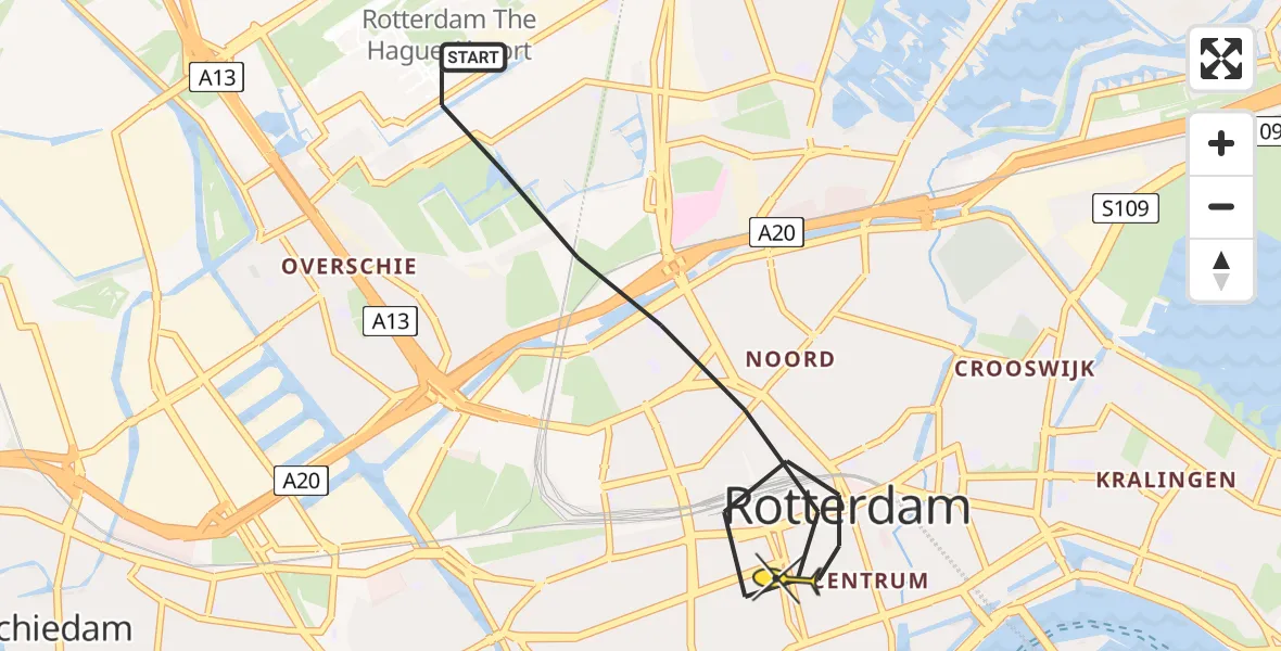 Routekaart van de vlucht: Lifeliner 2 naar Rotterdam