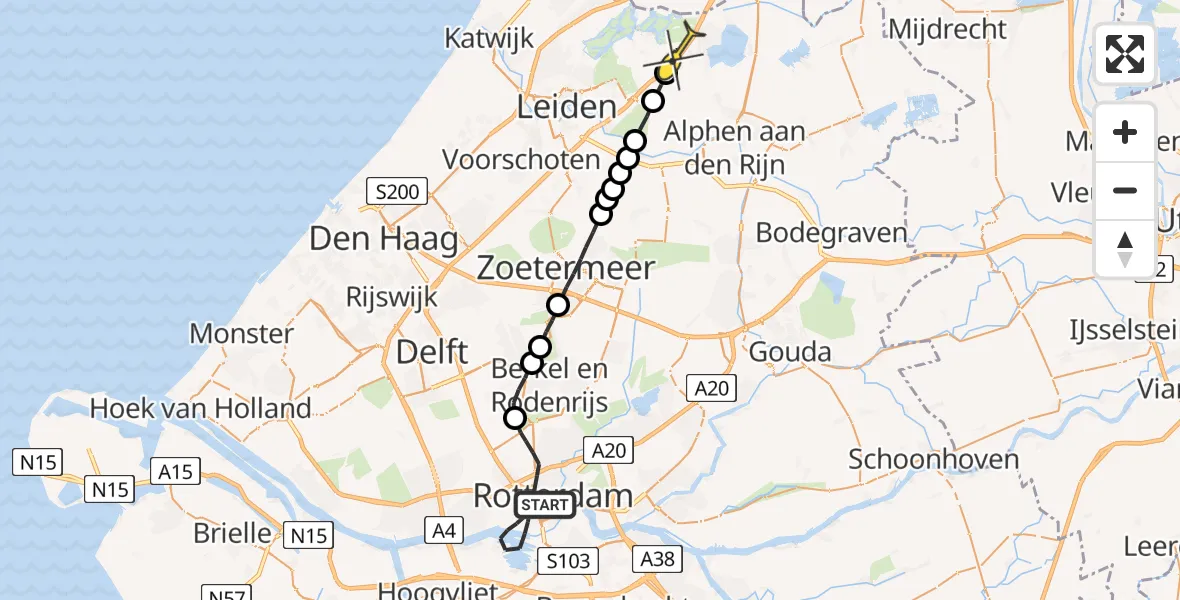 Routekaart van de vlucht: Lifeliner 2 naar Rijpwetering