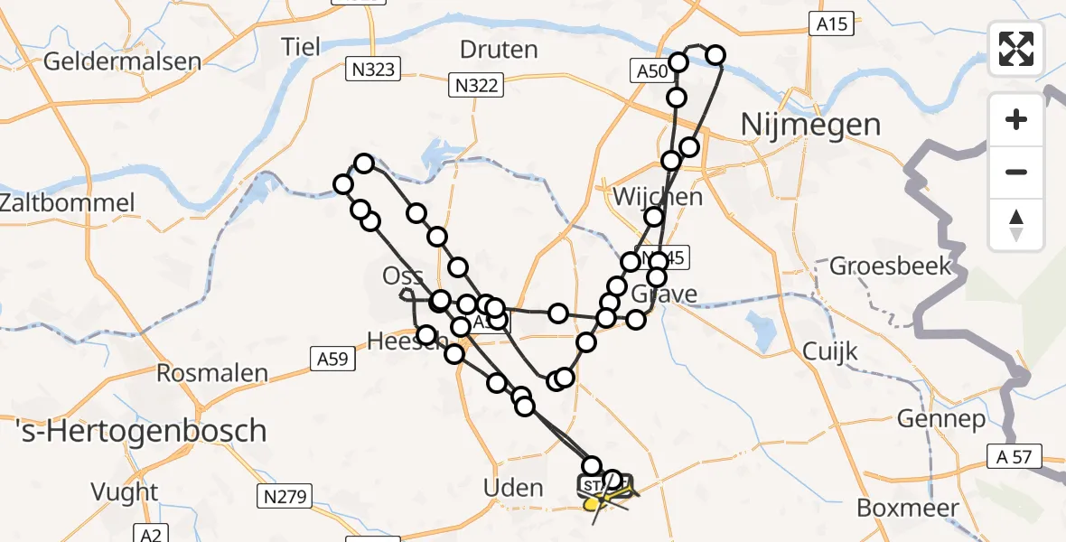 Routekaart van de vlucht: Lifeliner 3 naar Volkel