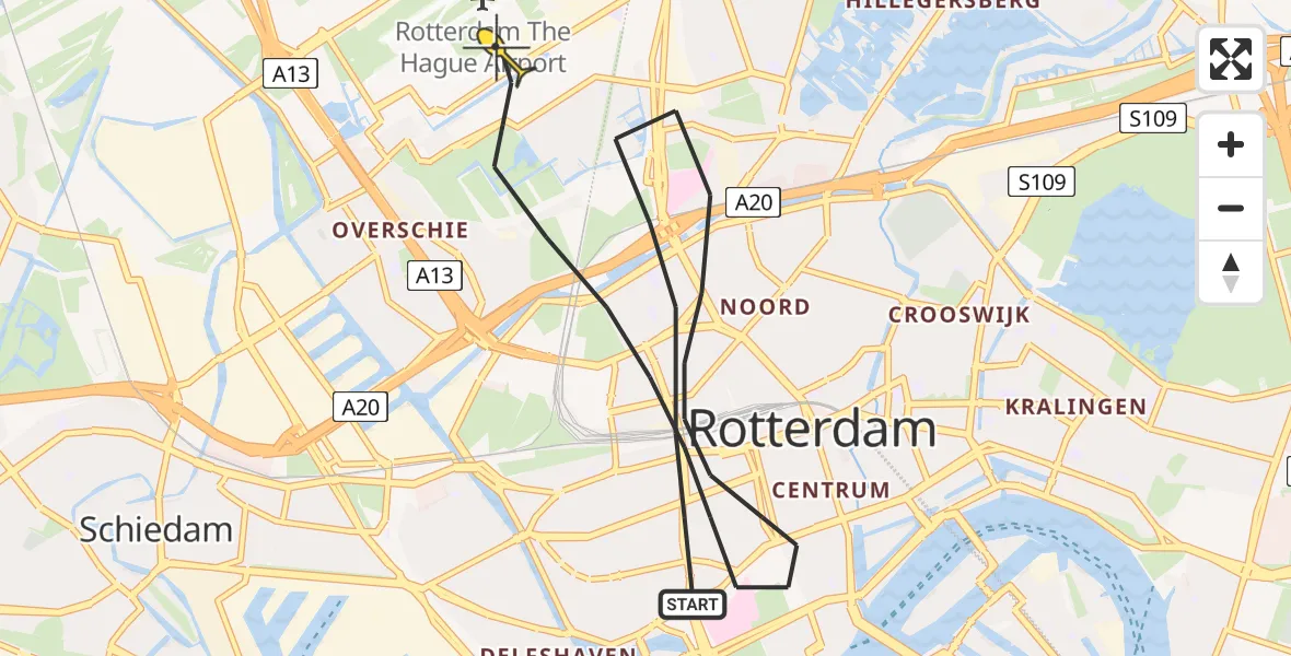 Routekaart van de vlucht: Lifeliner 2 naar Rotterdam