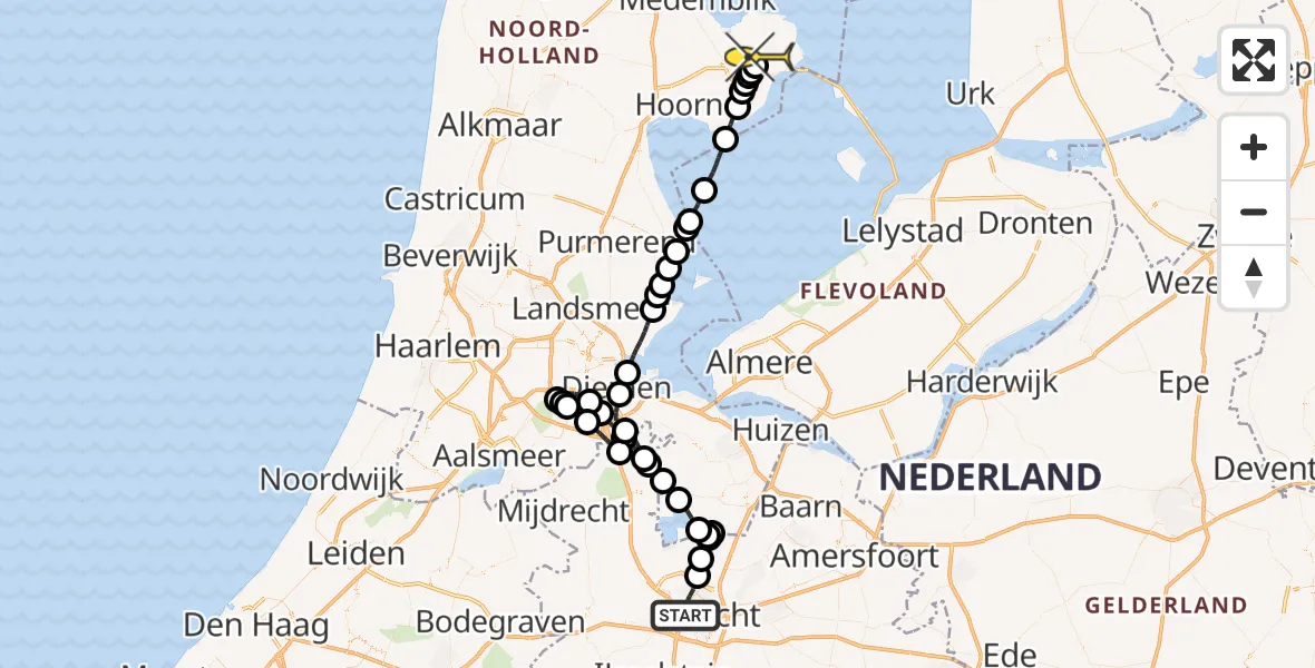 Routekaart van de vlucht: Lifeliner 1 naar Grootebroek