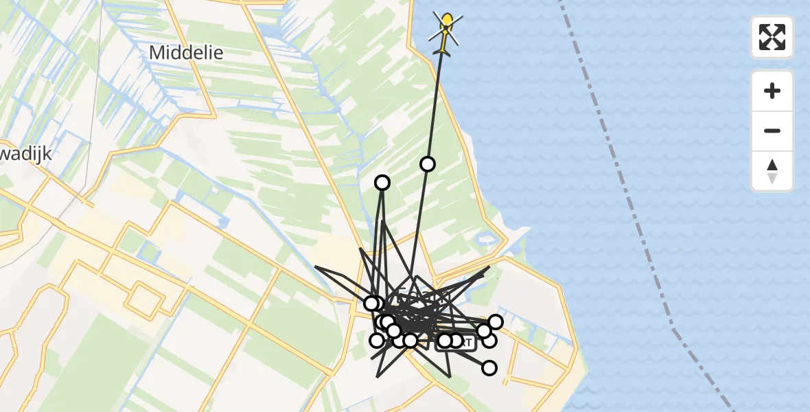 Routekaart van de vlucht: Politiehelikopter naar Warder