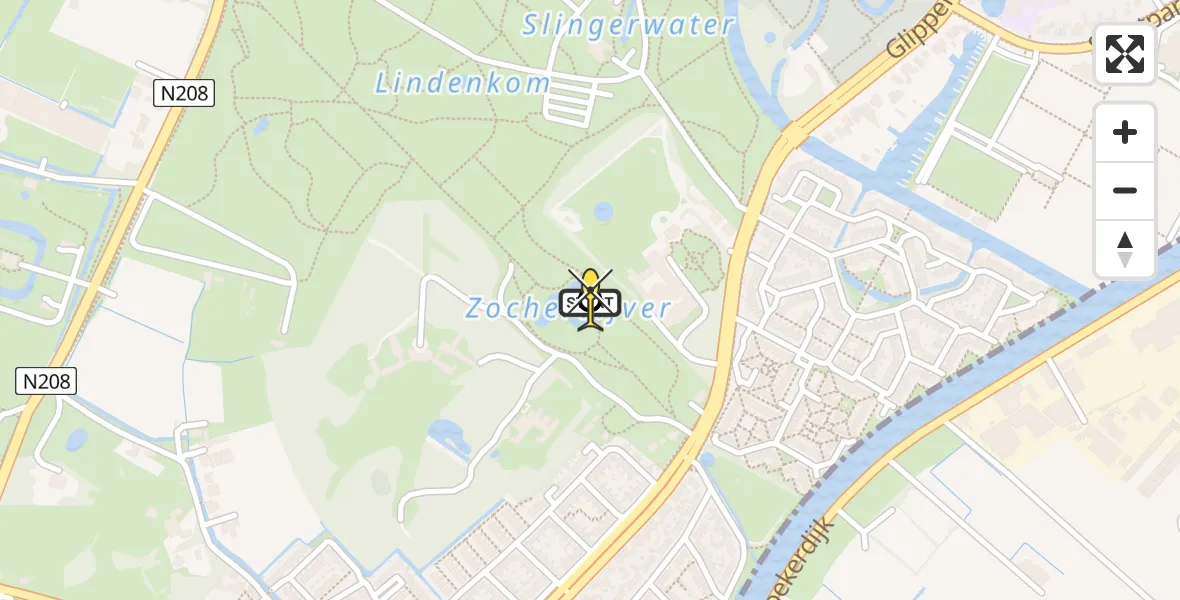 Routekaart van de vlucht: Politiehelikopter naar Heemstede