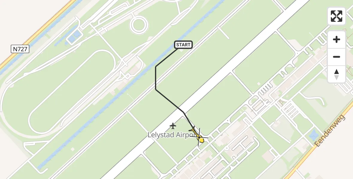 Routekaart van de vlucht: Traumahelikopter naar Lelystad