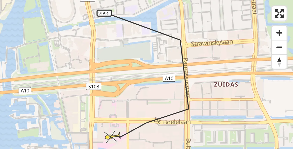 Routekaart van de vlucht: Lifeliner 1 naar Amsterdam