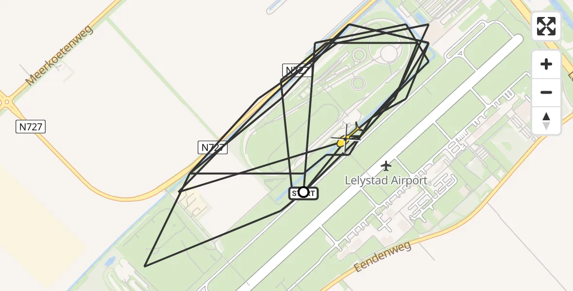 Routekaart van de vlucht: Traumahelikopter naar Lelystad