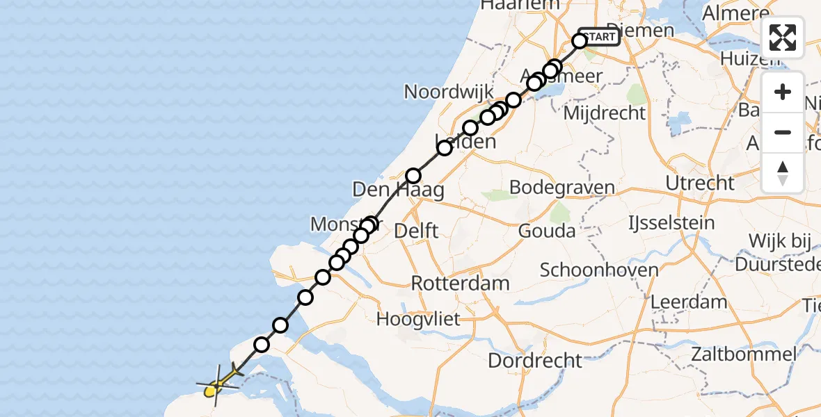 Routekaart van de vlucht: Lifeliner 1 naar Ouddorp