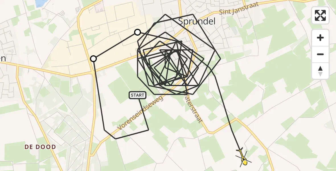 Routekaart van de vlucht: Politiehelikopter naar Sprundel