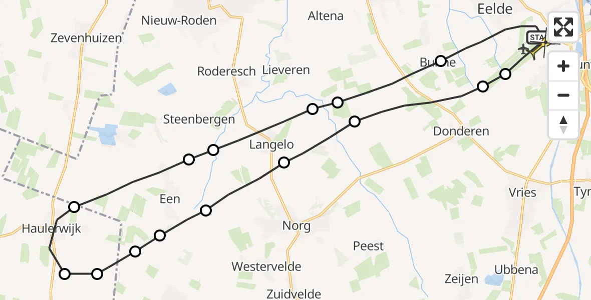 Routekaart van de vlucht: Lifeliner 4 naar Eelde