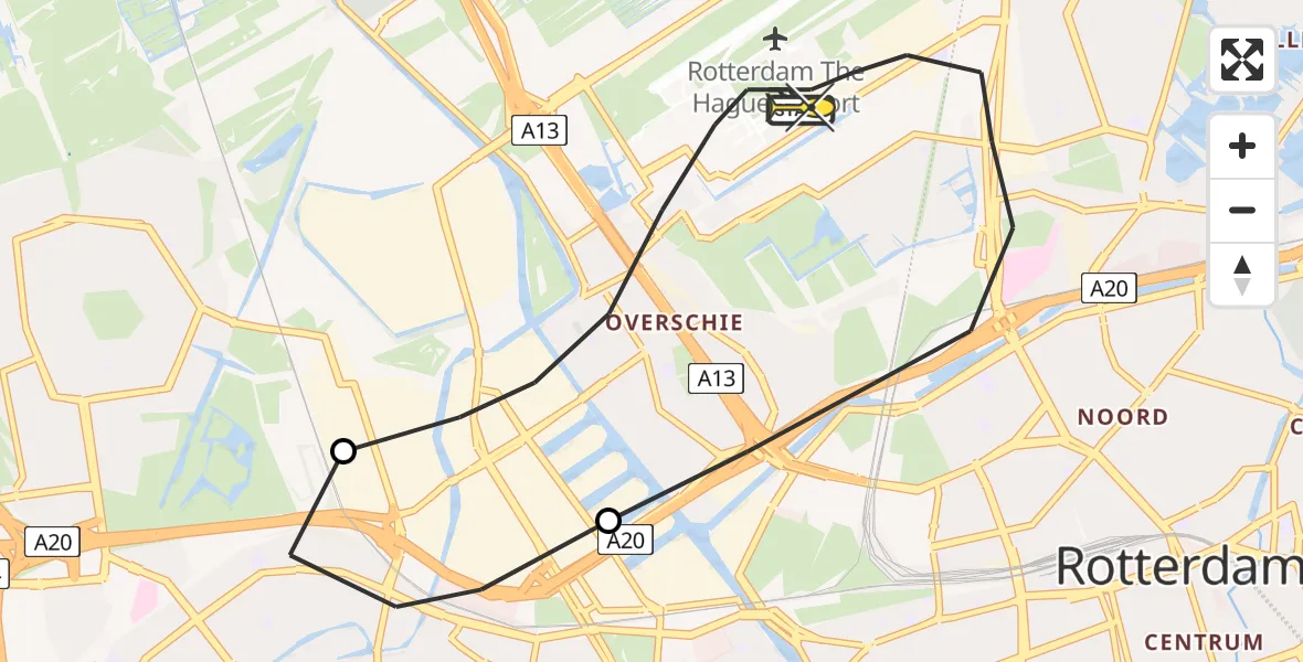 Routekaart van de vlucht: Lifeliner 2 naar Rotterdam