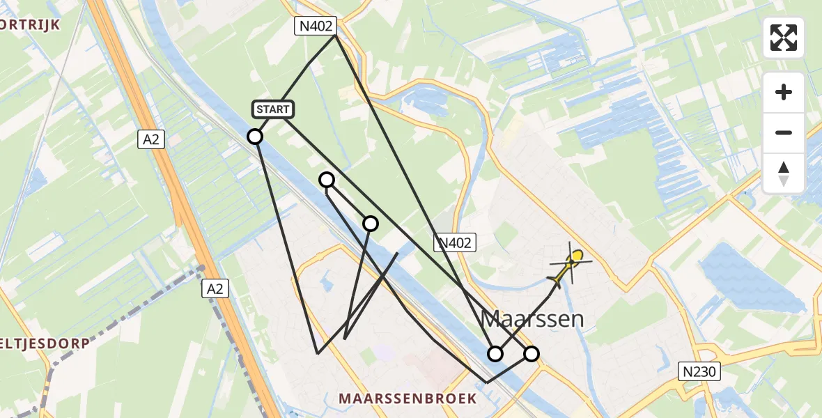 Routekaart van de vlucht: Politiehelikopter naar Maarssen