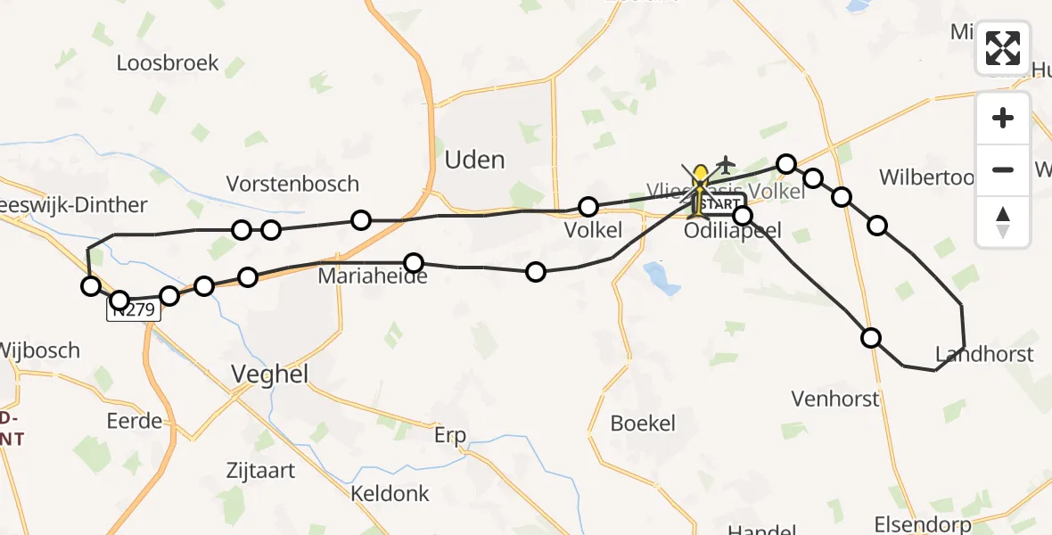 Routekaart van de vlucht: Lifeliner 3 naar Volkel