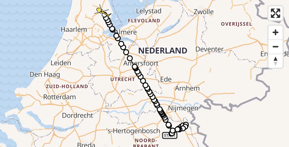 Routekaart van de vlucht: Lifeliner 3 naar Purmerend