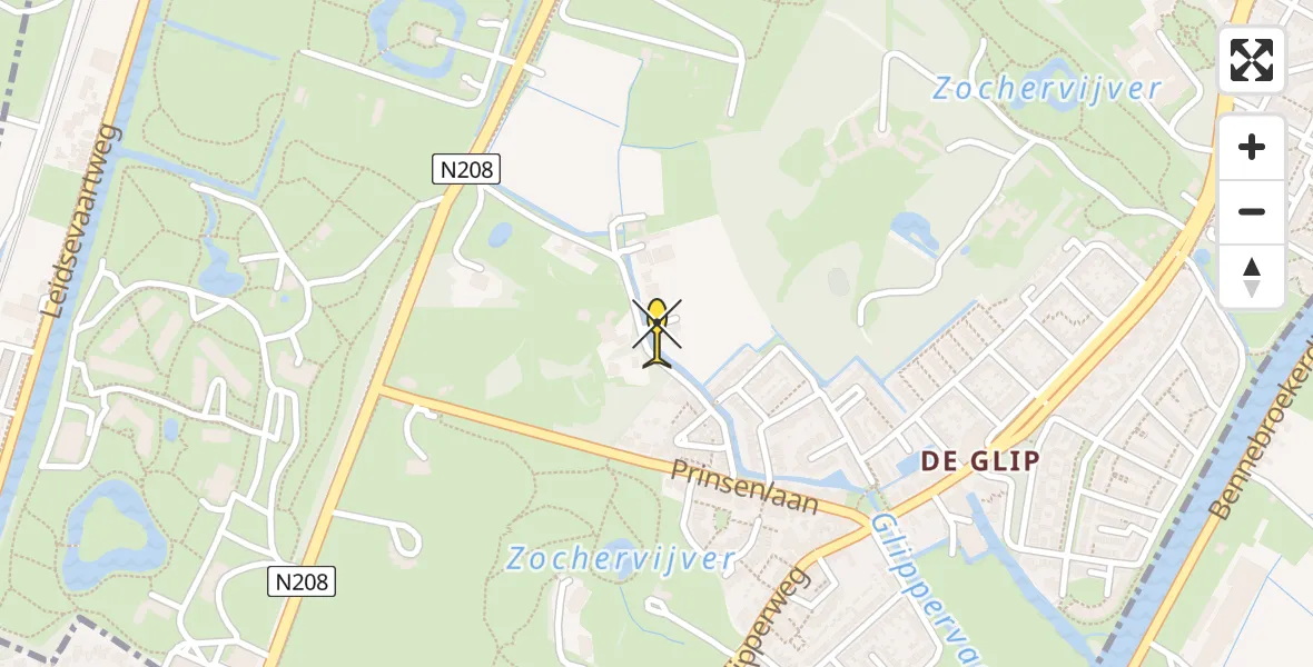 Routekaart van de vlucht: Politiehelikopter naar Heemstede