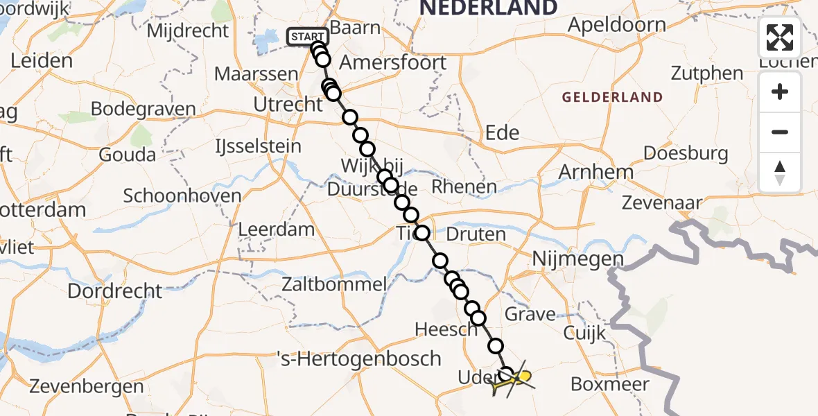 Routekaart van de vlucht: Lifeliner 3 naar Volkel