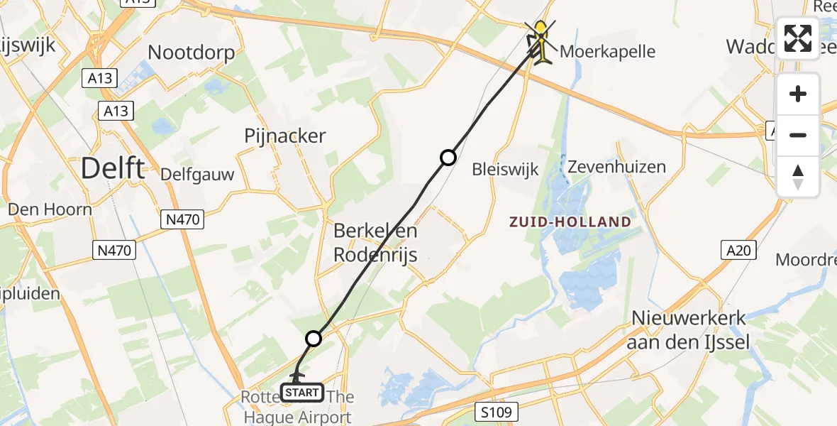 Routekaart van de vlucht: Lifeliner 2 naar Bleiswijk