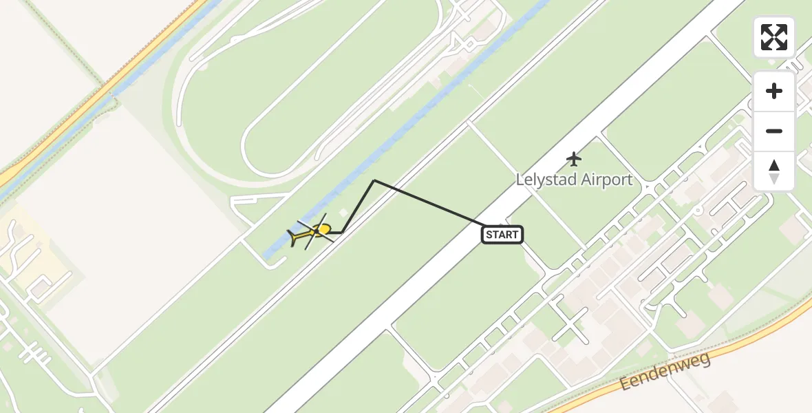 Routekaart van de vlucht: Traumahelikopter naar Lelystad