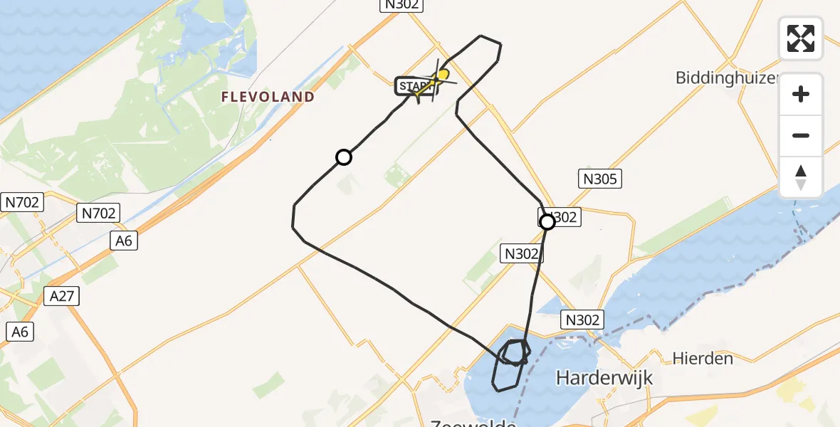 Routekaart van de vlucht: Traumaheli naar Lelystad