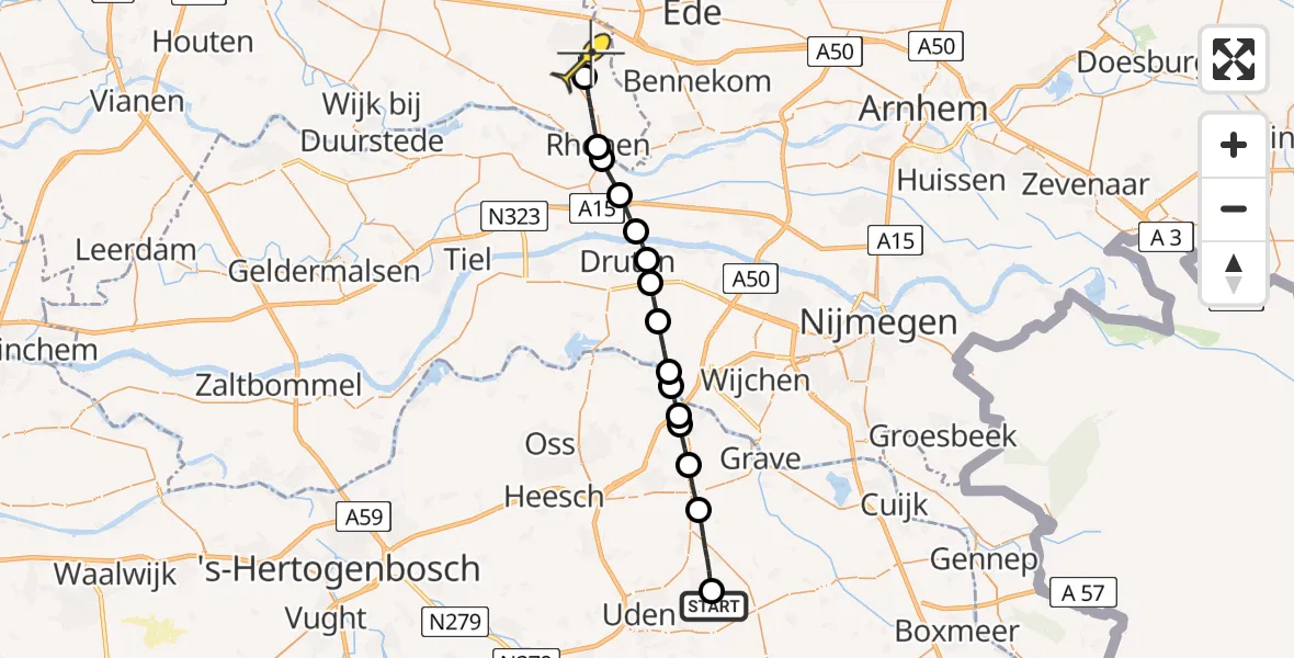 Routekaart van de vlucht: Lifeliner 3 naar Veenendaal