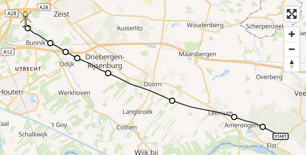 Routekaart van de vlucht: Lifeliner 3 naar Utrecht