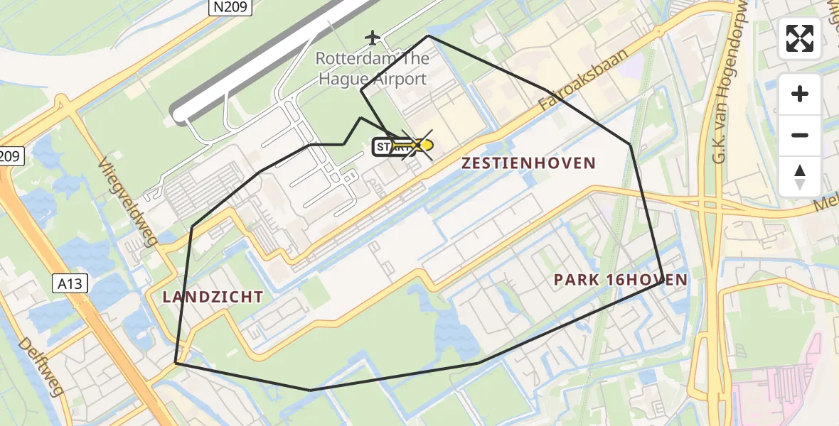 Routekaart van de vlucht: Lifeliner 2 naar Rotterdam