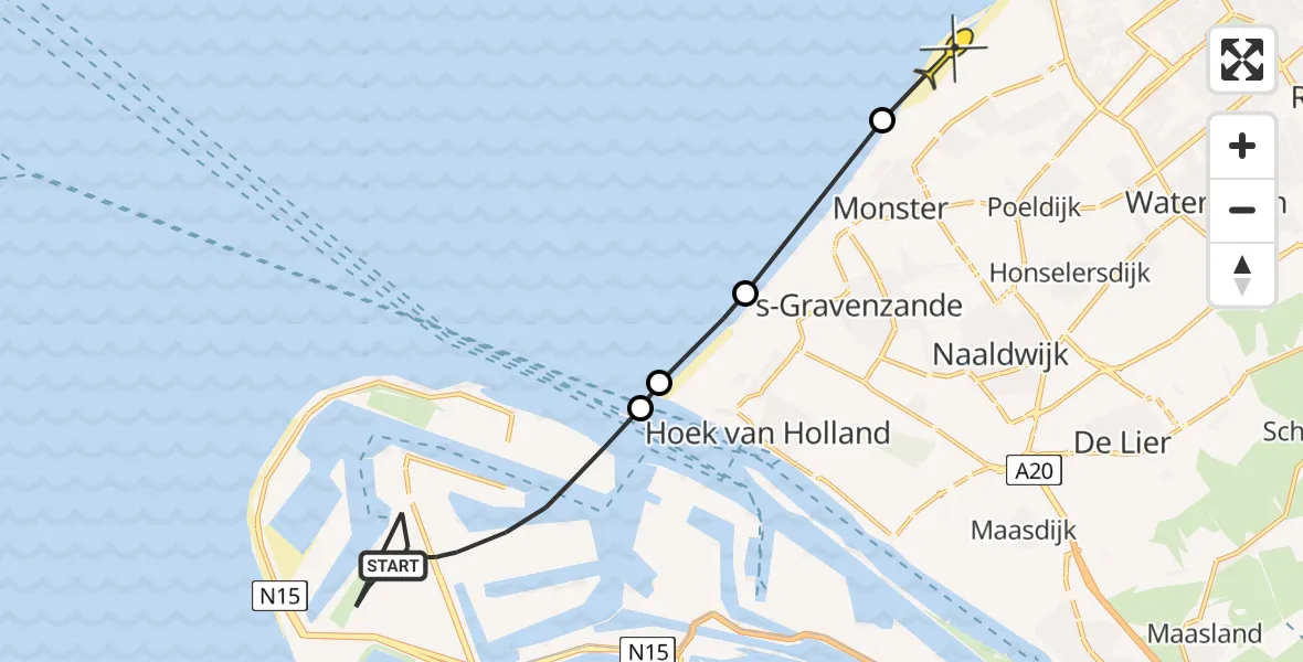 Routekaart van de vlucht: Politiehelikopter naar Monster