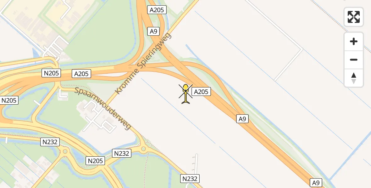 Routekaart van de vlucht: Politiehelikopter naar Vijfhuizen