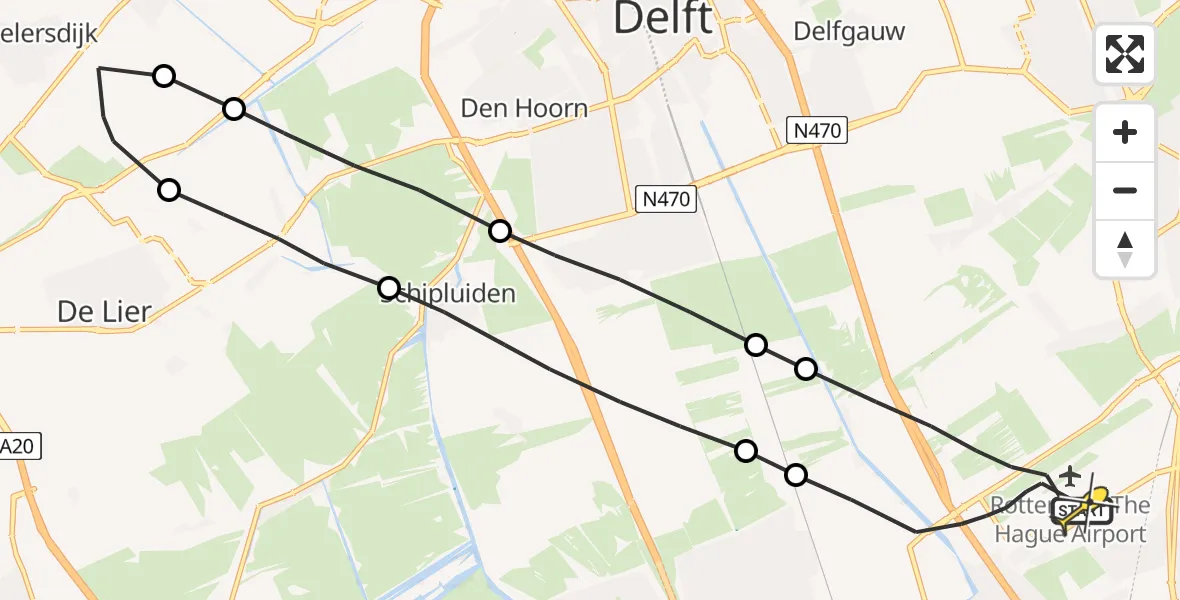 Routekaart van de vlucht: Lifeliner 2 naar Rotterdam