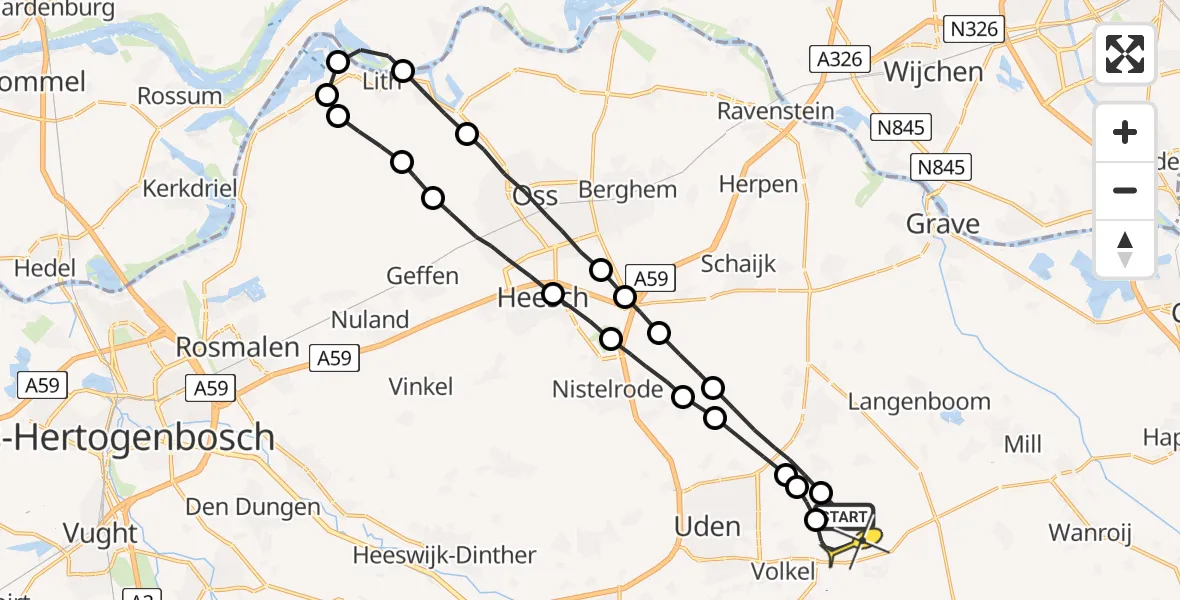 Routekaart van de vlucht: Lifeliner 3 naar Volkel