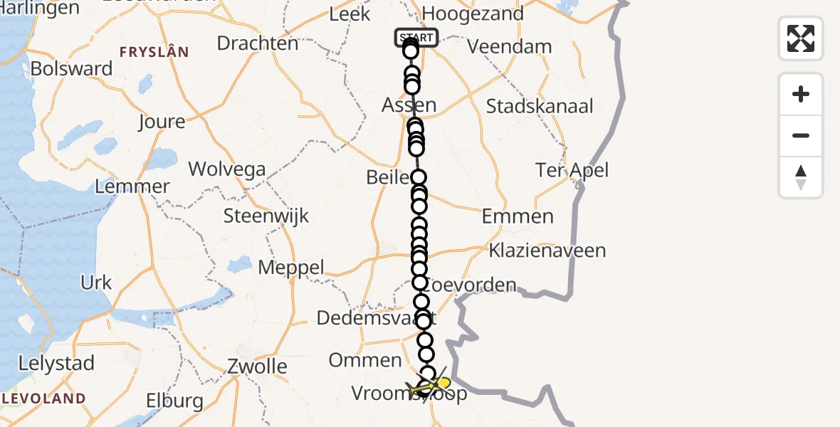 Routekaart van de vlucht: Lifeliner 4 naar Sibculo