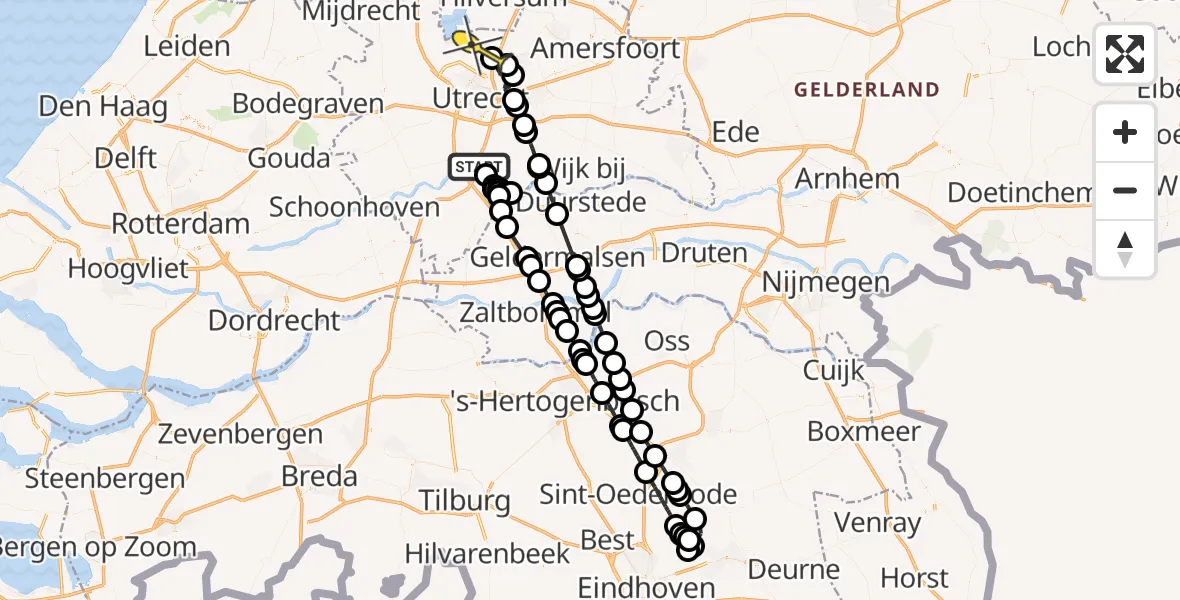 Routekaart van de vlucht: Politieheli naar Westbroek