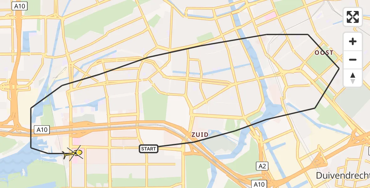 Routekaart van de vlucht: Lifeliner 1 naar Amsterdam