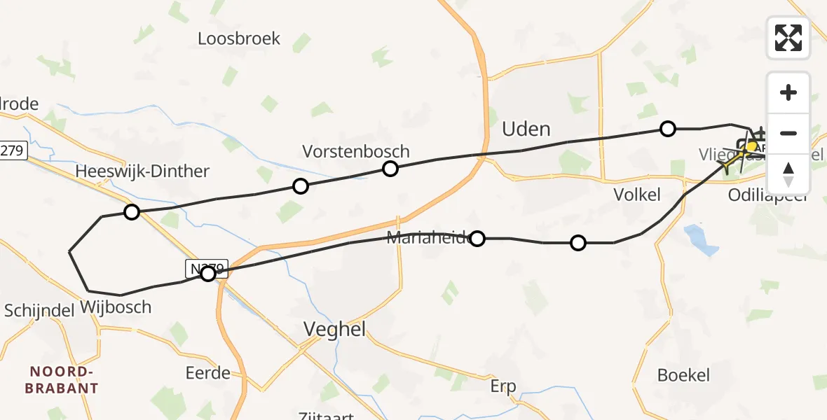 Routekaart van de vlucht: Lifeliner 3 naar Volkel