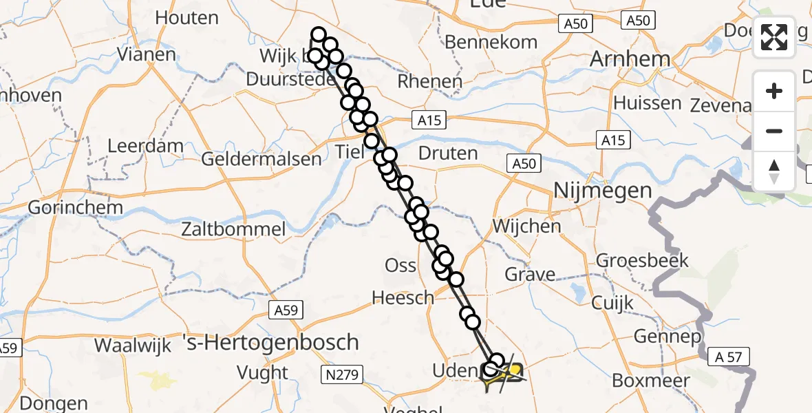 Routekaart van de vlucht: Lifeliner 3 naar Volkel