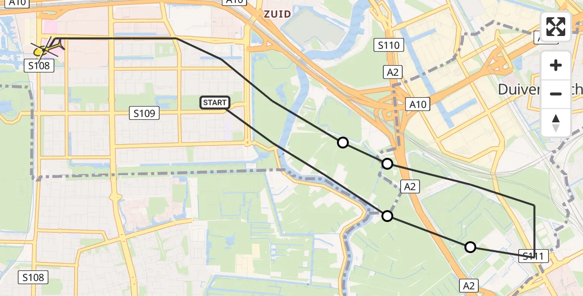 Routekaart van de vlucht: Lifeliner 1 naar Amsterdam