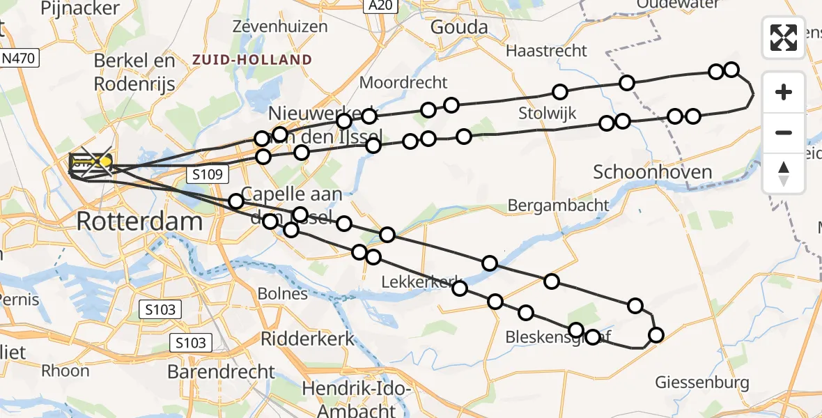 Routekaart van de vlucht: Lifeliner 2 naar Rotterdam