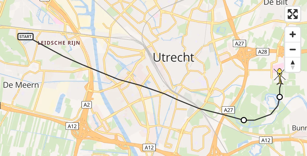 Routekaart van de vlucht: Lifeliner 1 naar Utrecht